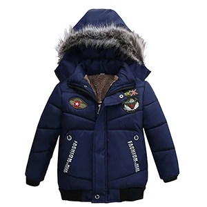 Новинка года; модная детская зимняя утепленная куртка-пуховик Куртка-пуховик для мальчиков куртка-пуховик Повседневная куртка-пуховик с капюшоном - Цвет: Синий