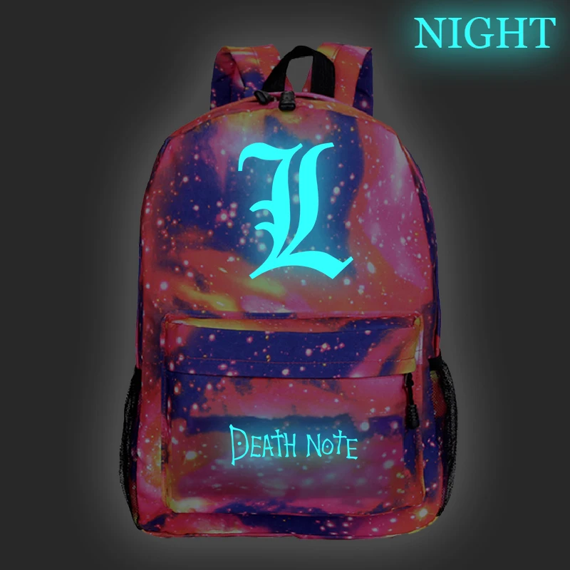 Горячая Распродажа, светящийся школьный рюкзак с надписью "Death Note", рюкзак для ноутбука, рюкзак для мужчин, женщин, мальчиков и девочек, Повседневная книга Mochila