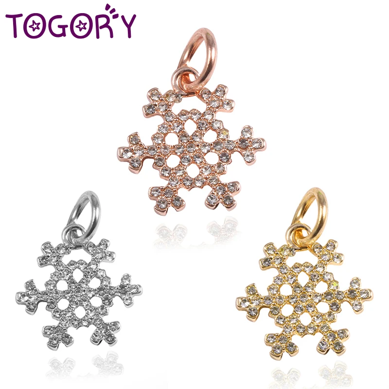 

TOGORY 2Pcs/lot Original Charm Beads Pandora Bracelets Snowflake Pendant Jewelry Making Charms Bracelets Necklace Women Gift
