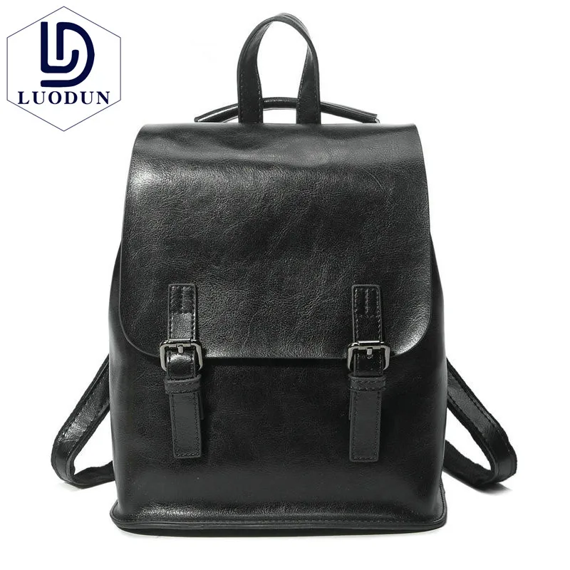 

LUODUN Leather Backpack 2018 New Korean Wild Women Backpack Leather Travel bags Multifunction Travel Backpack Retro