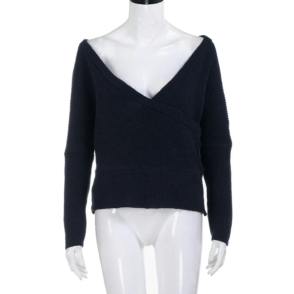 Женский длинный рукав Свободный кардиган вязаный свитер трикотаж с запахом свитера с шарфом