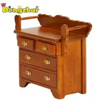 Милый мини-шкаф, миниатюрный шкаф для 1:12 кукольный домик, деревянный кукольный дом Миниатюрный Мебель, модель орехового цвета, фойе комода