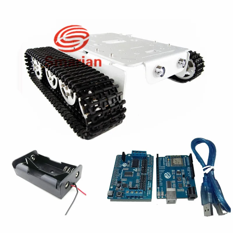 

Official smarian Metal T200 Crawler Tank Robot Tracked Car Chassis with RC WiFi Controller Kit Compatible Arduino Diy RC Toy