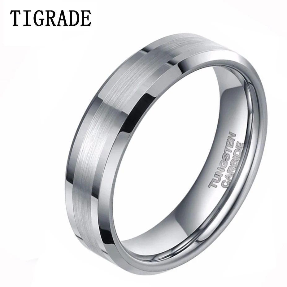 

Size 4-11 6MM Tungsten Carbide Ring Wedding Brushed Anniversary Husband Birthday