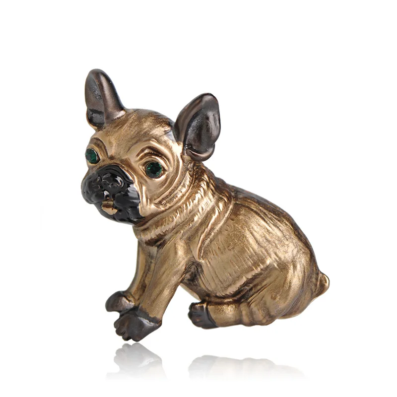 

Cute Pug Dog Brooches Corsage Enamel Esmalte lifelike Animal Brooch Collar Clip Rhinestone Broches Clothes Badge Decorative Gift