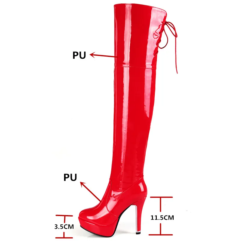 Женские ботфорты выше колена FEDONAS осенне зимние теплые на высоком каблуке для