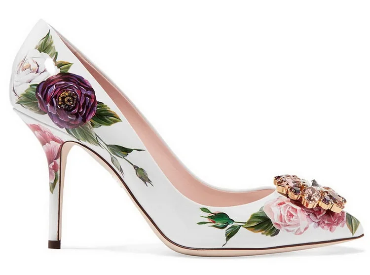 Buy Newest Flower Printed Designer Shoes Woman Luxury 2018 Sexy Pointed Toe