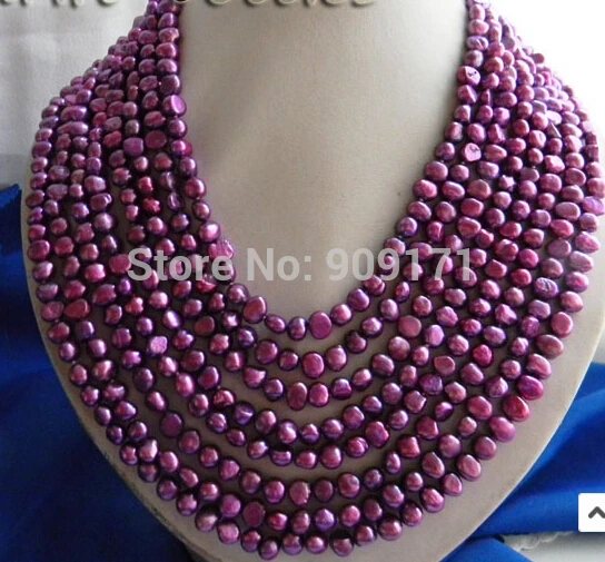 

8Strands 17''-24'' 6mm Purple Baroque Freshwater Pearl Necklace