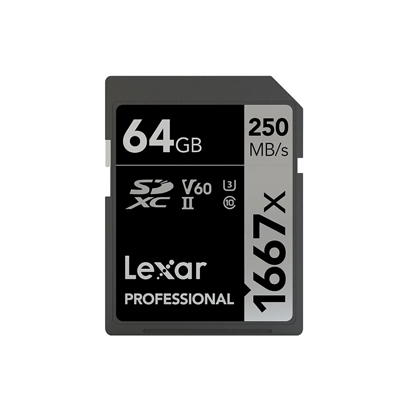 Lexar 250 МБ/с./с 1667x карта памяти SD de 64 Гб y 128 ГБ 256 ГБ SDXC UHS-II U3 Flash tarjeta de memoria para 3D 4 K carmara Digi