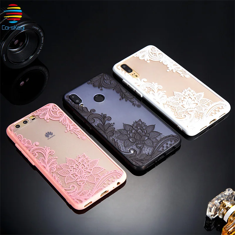 

Fashion Lady Lace Case for Huawei P8 Lite 2017 P9 P10 P20 MATE 20 PRO P Smart Plus Nova 3 3i Honor 8 9 10 Arcylic PC Back Cases