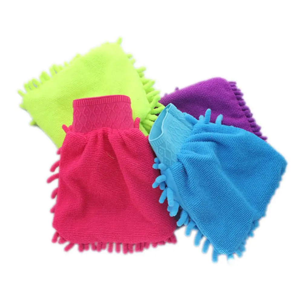 

random color Chenille Superfine Fiber Single-sided Cleaning Car Gloves Cleaning Rags Coral Car Wash Tools Car Wash Paws