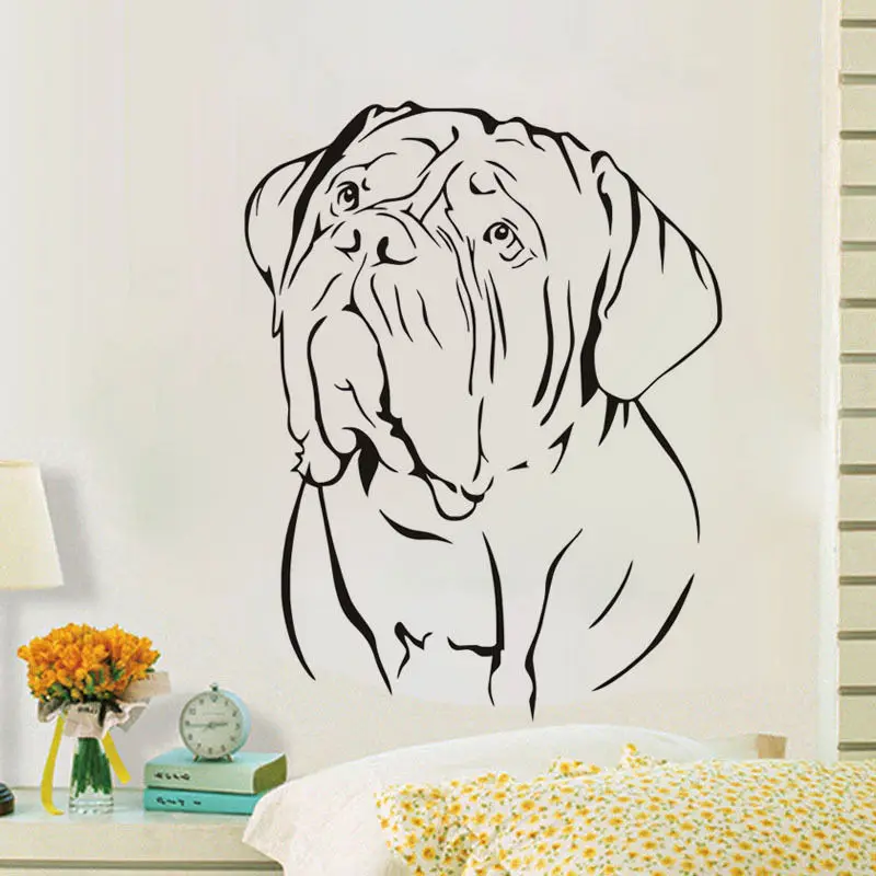 

High Quality Bordeaux Dog Wall Sticker Fat Animals Portrait Decal Removable Vinilos Decorativos Art Mural Pattern Decals SYY80