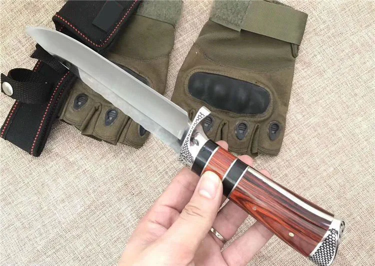 Mengoing Outdoor Tactical Power 5Cr13Mov Steel Fixed Blade Knife Wilderness Hunting Straigt Knives Tools