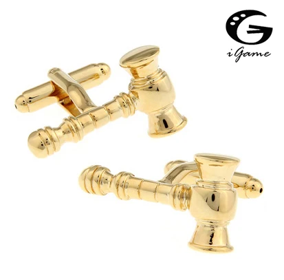 

iGame Men Cufflinks Fashion wholesale&retail top copper Golden Colour Judge Hammer Design Cuff links Free Shipping