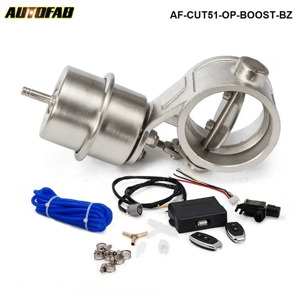 AUTOFAB - 2" 51mm Opend Boost Exhaust Cutout Valve with Wireless Remote Controller Set AF-CUT51-OP-BOOST-BZ