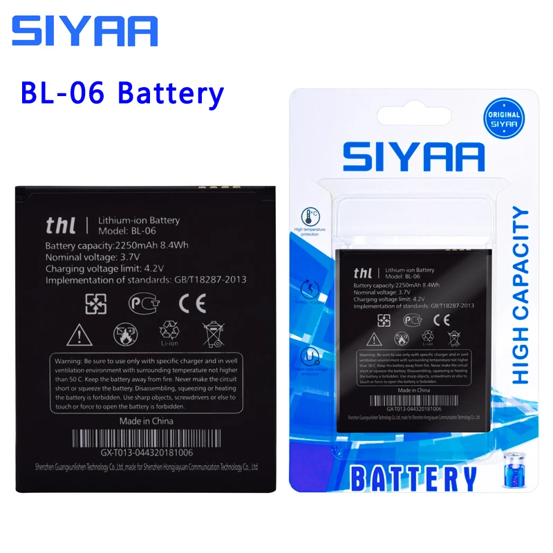 SIYAA W100 W200 BL-08 BL-06 Батарея для THL W100 W100S W200 W200S W200C T6S T6 Pro литий-ионной батареи
