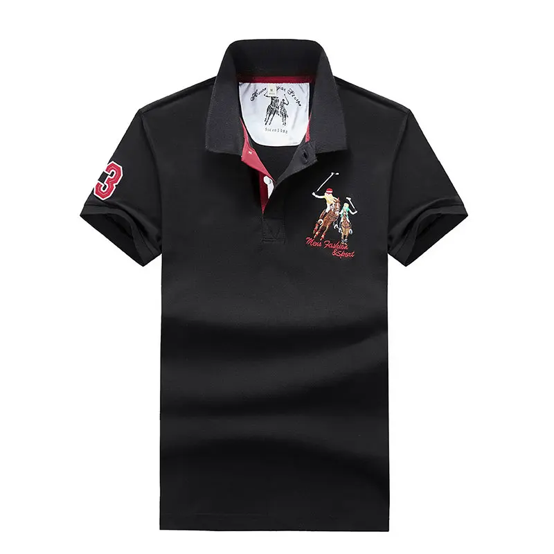 

On sale the original mesh cotton 2019 Summer horse men short sleeve polos mens shirts tops 3 embroidery logo polos shirt