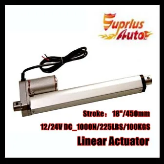 

18inch/450mm 12v/24v DC , 1000N/100kgs/225lbs load electric linear actuators with mounting brackets with low price By express