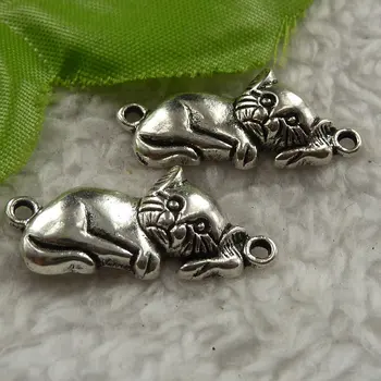 

160 pieces antique silver cat connectors 29x13mm #4250