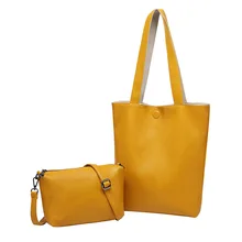 Двусторонняя мягкая кожаная сумка композитный комплект из 2 предметов Женская сумочка прямоугольная сумка корзина женская сумка на плечо роскошные дизайнерские сумки