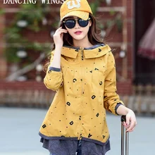 Женская ветровка с капюшоном и буквенным принтом модная повседневная женская тонкая короткая верхняя одежда на молнии