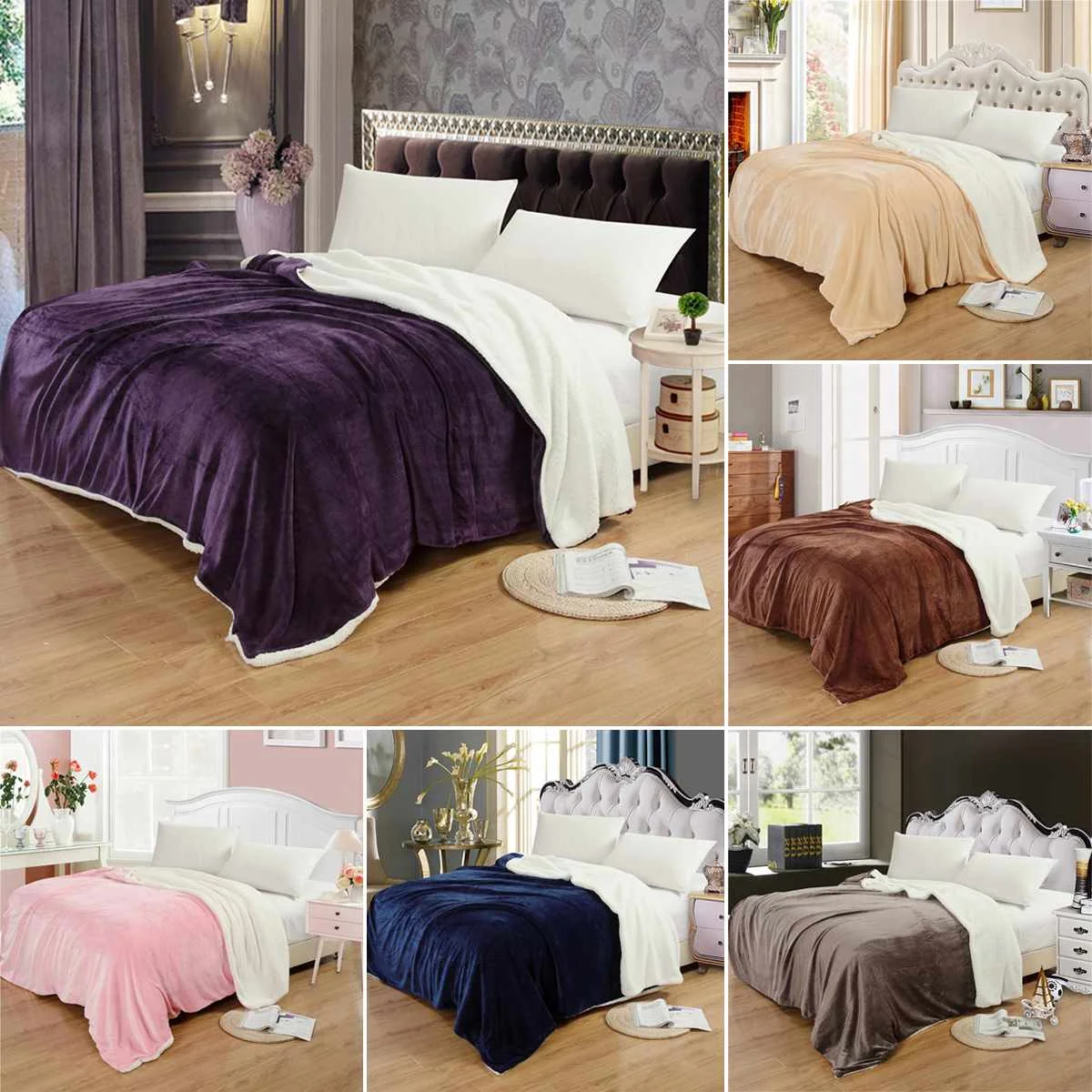 

Reversible Fluffy Flannel Throw Blanket Home Textile Air Room Autumn/Winter Use Warm Soft Cozy Bedsheet Manta Coberto