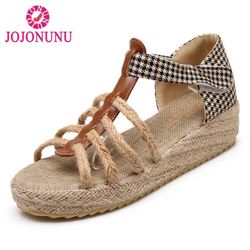 

FITWEE Vintage Women Wedges Sandals Open Toe T Strap Bohemia Sandals Summer Beach Vacation Shoes Women Footwears Size 34-39