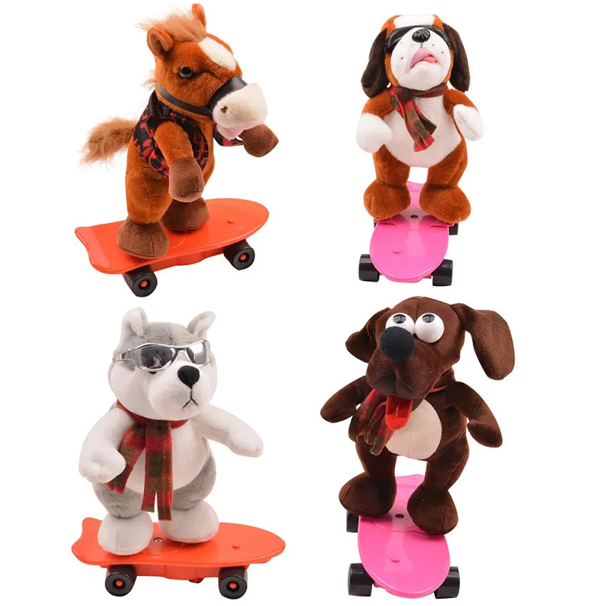 Забавные Электронные Домашние животные крутой скейтборд собаки лошадь пение танцы электрические плюшевые куклы милые мягкие животные