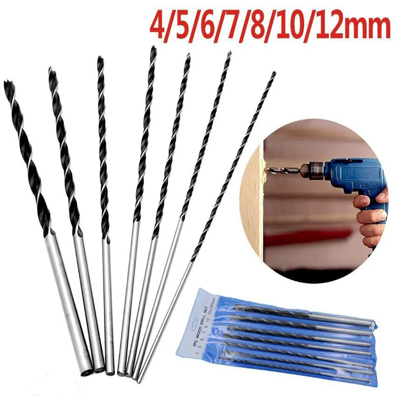 G1 7Pcs Extra Long Wood Drill Bit Set 12" 300mm Drill Bits DIY