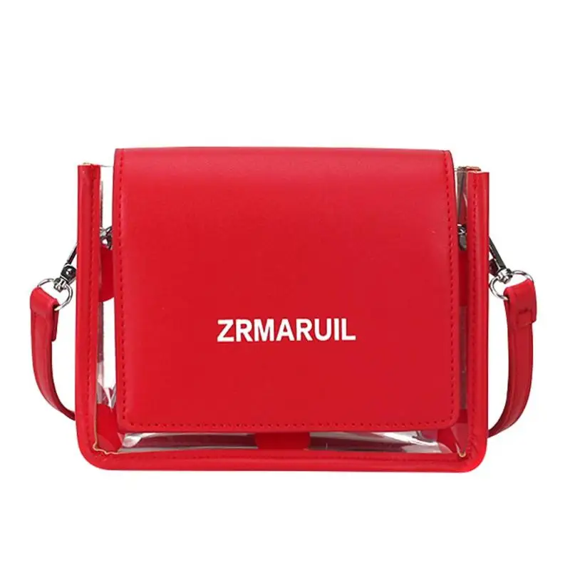 

Hit Color Small Dot Print Bag Transparent Shoulder Messenger Handbags PU Leather PVC Women Casual Flap Crossbody Bags Bolsas
