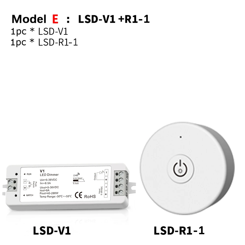 Светодиодный диммер 12 В 24 В ШИМ 2,4G светодиодный сенсорный RF беспроводной пульт дистанционного управления 5 в 36 В умный Wifi диммер контроллер для одноцветной светодиодной ленты - Цвет: Model E