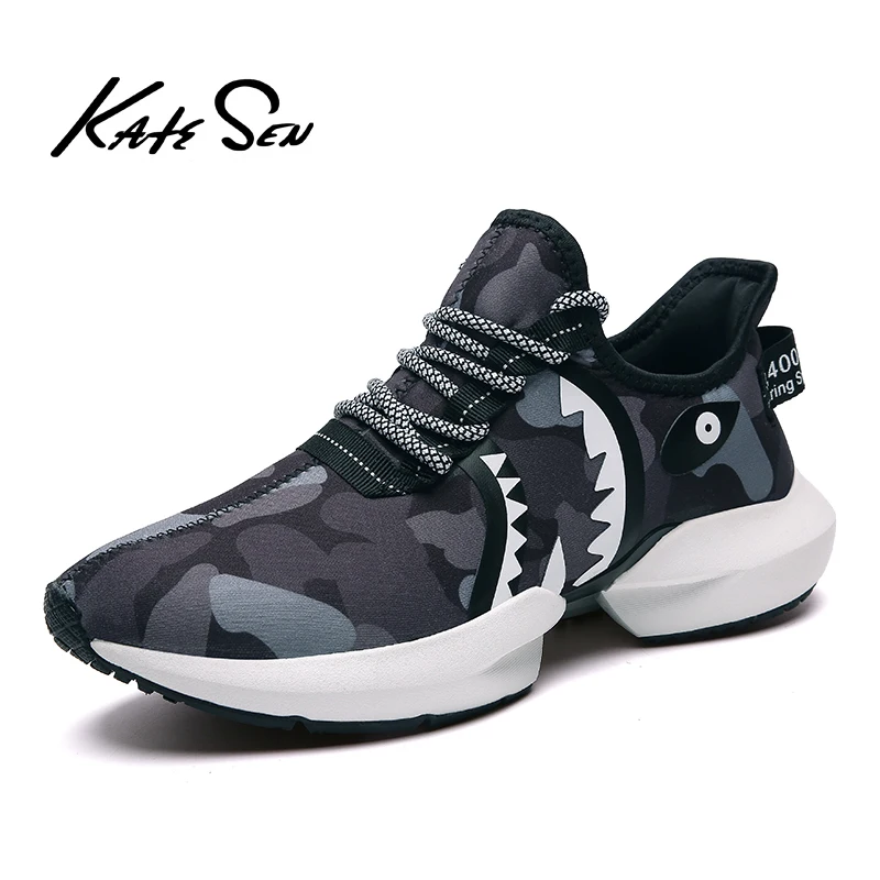 

KATESEN fashion men's sneakers Flyknit breathable casual shoes lightweight non-slip Tenis Masculino Outdoor Walkng Jogging Shoes