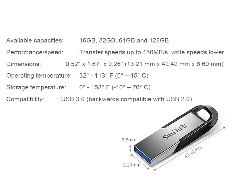 SanDisk ультра чутье USB 3,0 USB флеш-накопитель 16 ГБ 32 ГБ 64 ГБ 128 ГБ флеш-накопитель карта памяти 10 лет гарантии