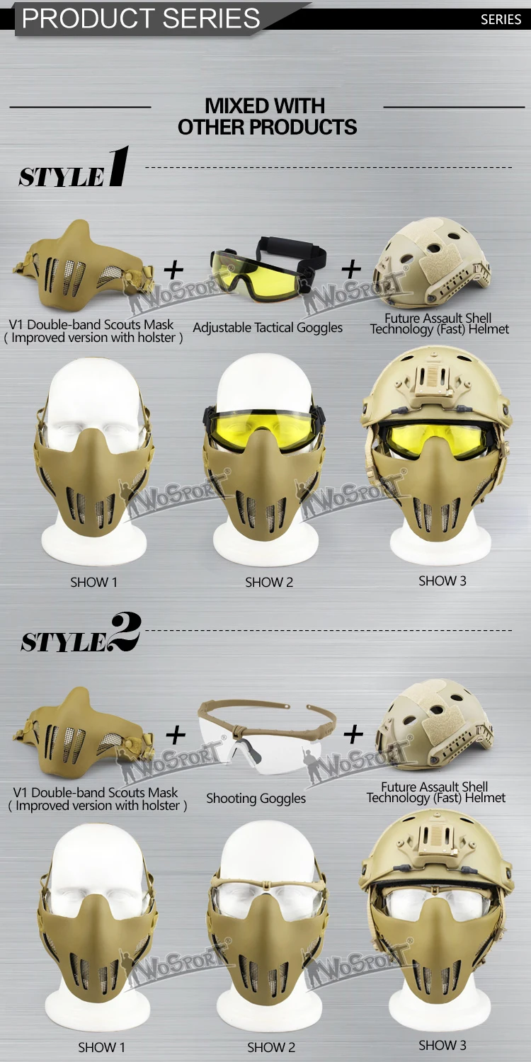 military airsoft AR15 tactical paintball accessories hunting protective V1 Double-band Scouts Mask Improved version with holster HT16-001C (11)