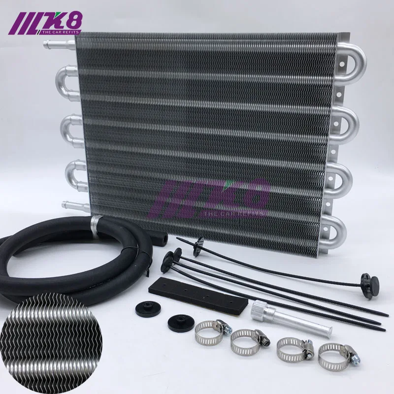 Free shipping  ALUMINUM REMOTE TRANSMISSION OIL COOLER /AUTO-MANUAL RADIATOR CONVERTER 8 Row UNIVERSAL