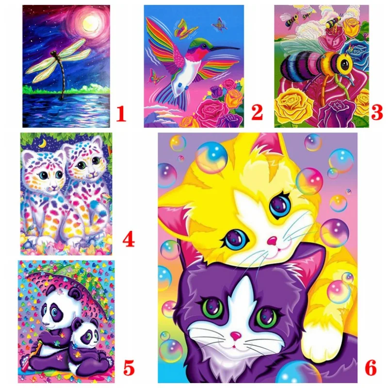 

5D Cartoon Animal Diamond Painting Kits Handcraft Diamond Pictures Full Round Resin Diamond Covered for Kids and Adults DIY
