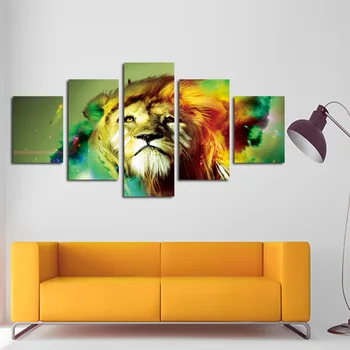 

FIVE PC NO FRAME Colorful tiger Oil Painting Printed Oil Painting canvas Painting posters and prints Home Decor wall art