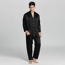LilySilk пижама набор для мужчин 100 чистый шелк пижамы 22 momme с длинным рукавом V образным вырезом китайские кнопки распродажа