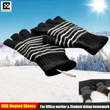 Зимние теплые для мальчиков и девочек, студенческие домашние usb-перчатки с подогревом, мужские и женские офисные рабочие перчатки с подогревом на пол пальца