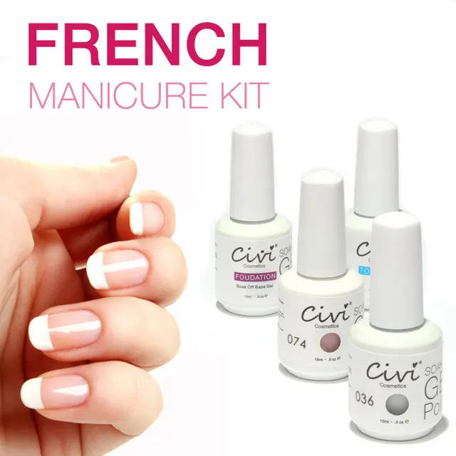 Civi Nail Gel Polish Soak Off Uv 30 Days Long Lasting Civi Nail Gel Polish Soak Off Uv 30 Days Long Lasting French Manicure Kit