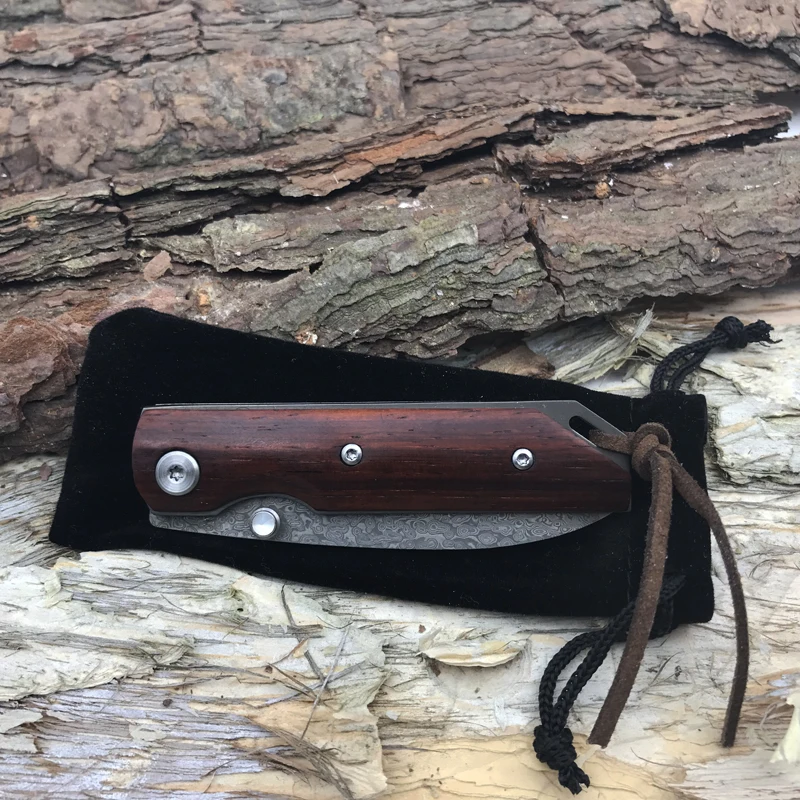 EDC VG10 нож с Дамасским лезвием с красной ручкой сандалового дерева открытый мини-брелок нож флип выживания тактический охотничий нож инструменты