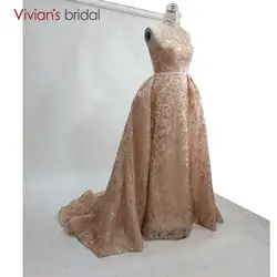 Vivian's Bridal 2018 цвета шампанского, золотые вечерние платья de festa vestido longo вечерние платья с высоким вырезом и блестками