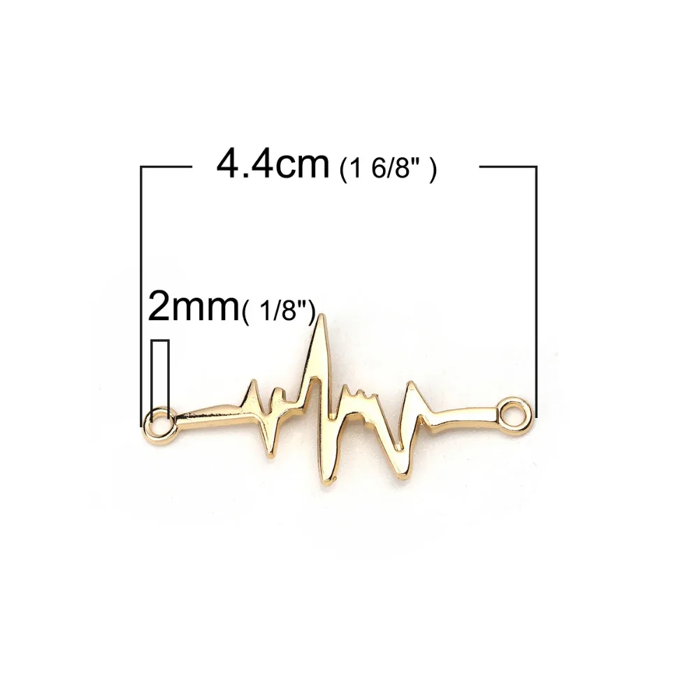 DoreenBeads цинковый сплав разъемы Золото Серебро Цвет сердцебиение сердца/электрокардиограмма ювелирные аксессуары 10 шт