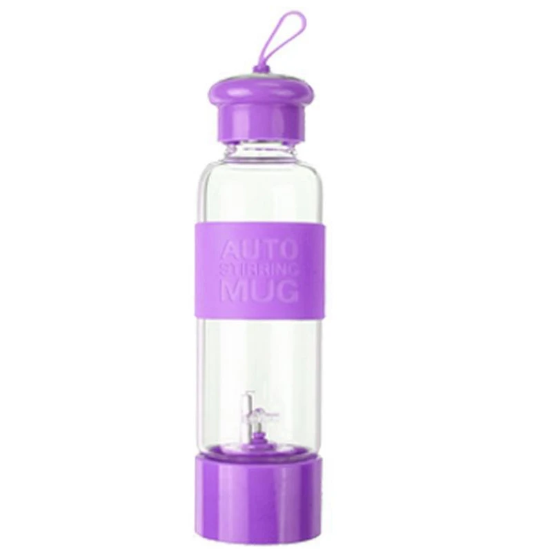 450 мл портативный Электрический блендер соковыжималка чашка фруктовый миксер машина для смузи бутылка для блендера стеклянная бутылка для воды-фиолетовый