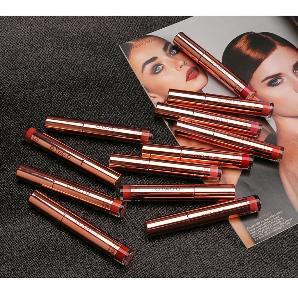 

O.TWO.O Lip Makeup Lipstick Pencil Waterproof Long Lasting Tint Sexy Dark Red Lip Stick Beauty Matte Liner Pen Lipstick #YL10
