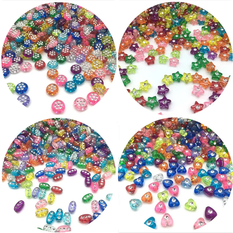 

100pcs/Lot Cheap Multiple Shapes Acrylic Beads DIY Handmade Bracelet Jewelry Accessories Making Wholesale Color Random Delivery