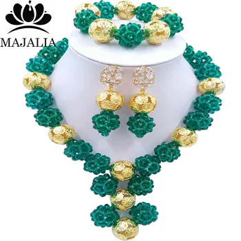 

Majalia Fashion Nigerian Wedding Set African Jewelery Set Army green Crystal Bride Jewelry Sets 1CZ016