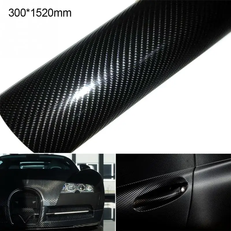 

152 cmx 10 cm 4D Carbon Fiber Vinyl Car Wrap Sheet Roll Film Sticker Decal Black Motorcycle Car Styling Accessories Autos #0703