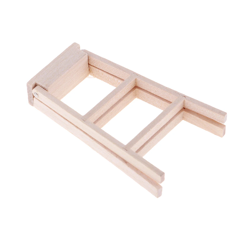 Miniature Straight Wooden Ladder Folding Ladder Staircase For Dollhouse Outdoor Accessories 5 Pieces