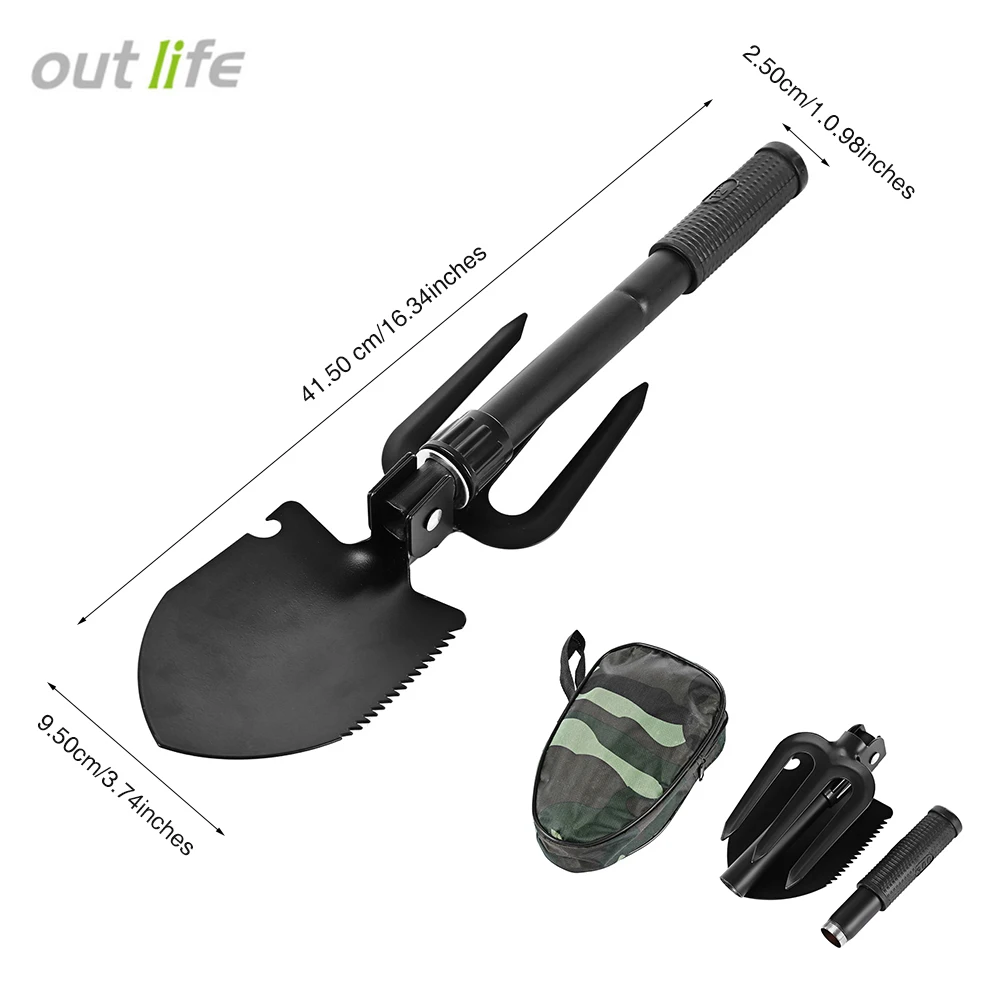 Multi function Camping Shovel Military Portable Folding shovel Survival Spade Trowel Dibble Pick